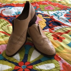 J Crew camel leather slip-on loafers